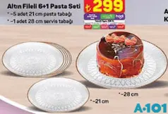 ALTIN FİLELİ 6+1 PASTA SETİ